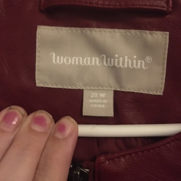 COPY - WOMAN within red burgundy leather jacket 20w new never worn - Picture 2 of 4